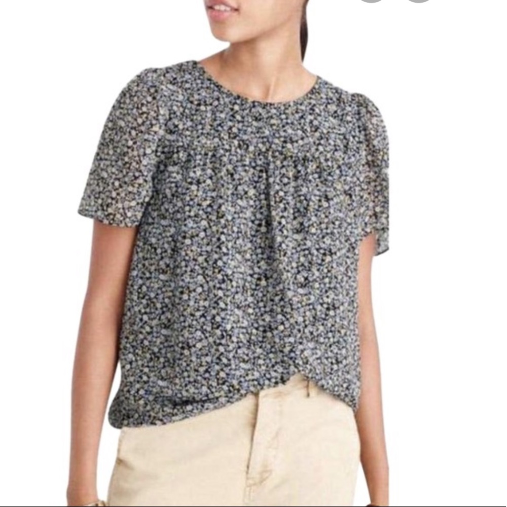 J crew metallic chiffon top in first floral